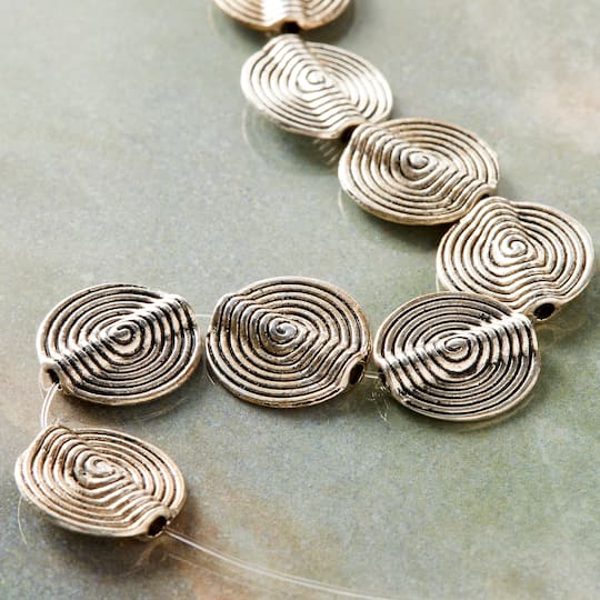 12 Pack: Silver Plated Metal Flat Lentil Beads, 15mm by Bead Landing™